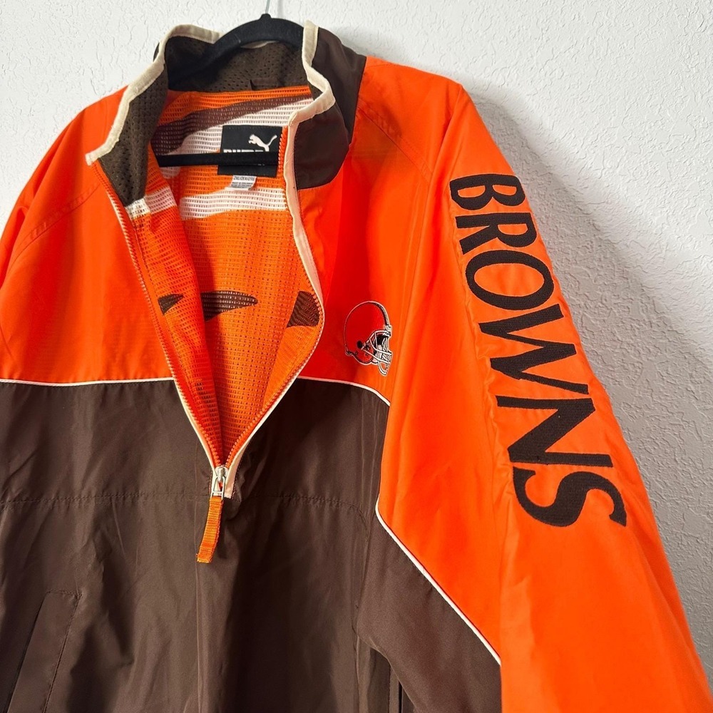 Vintage Puma‎ Cleveland Browns NFL Quarter Zip Pullover Jacket Men's 2XL